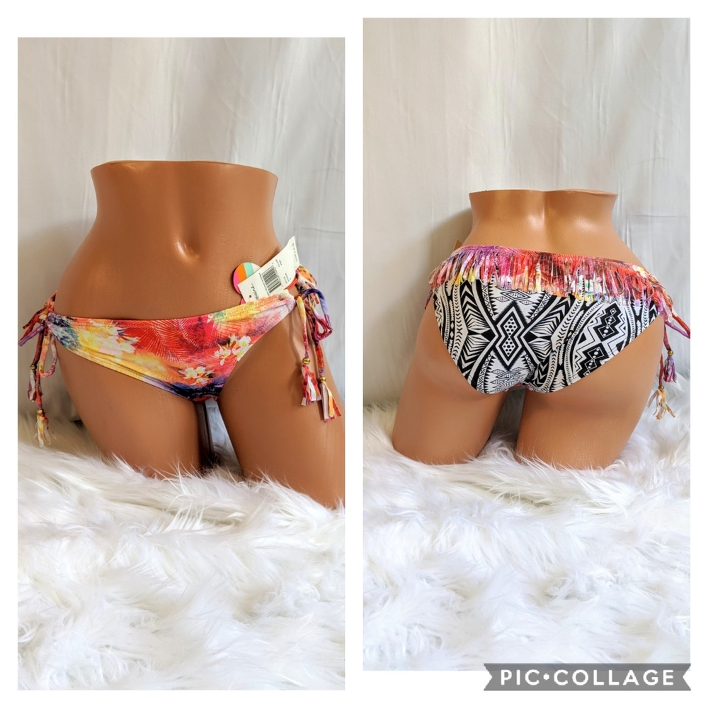Raisins Abstract Tropical Aztec Fringe Bottoms NWT